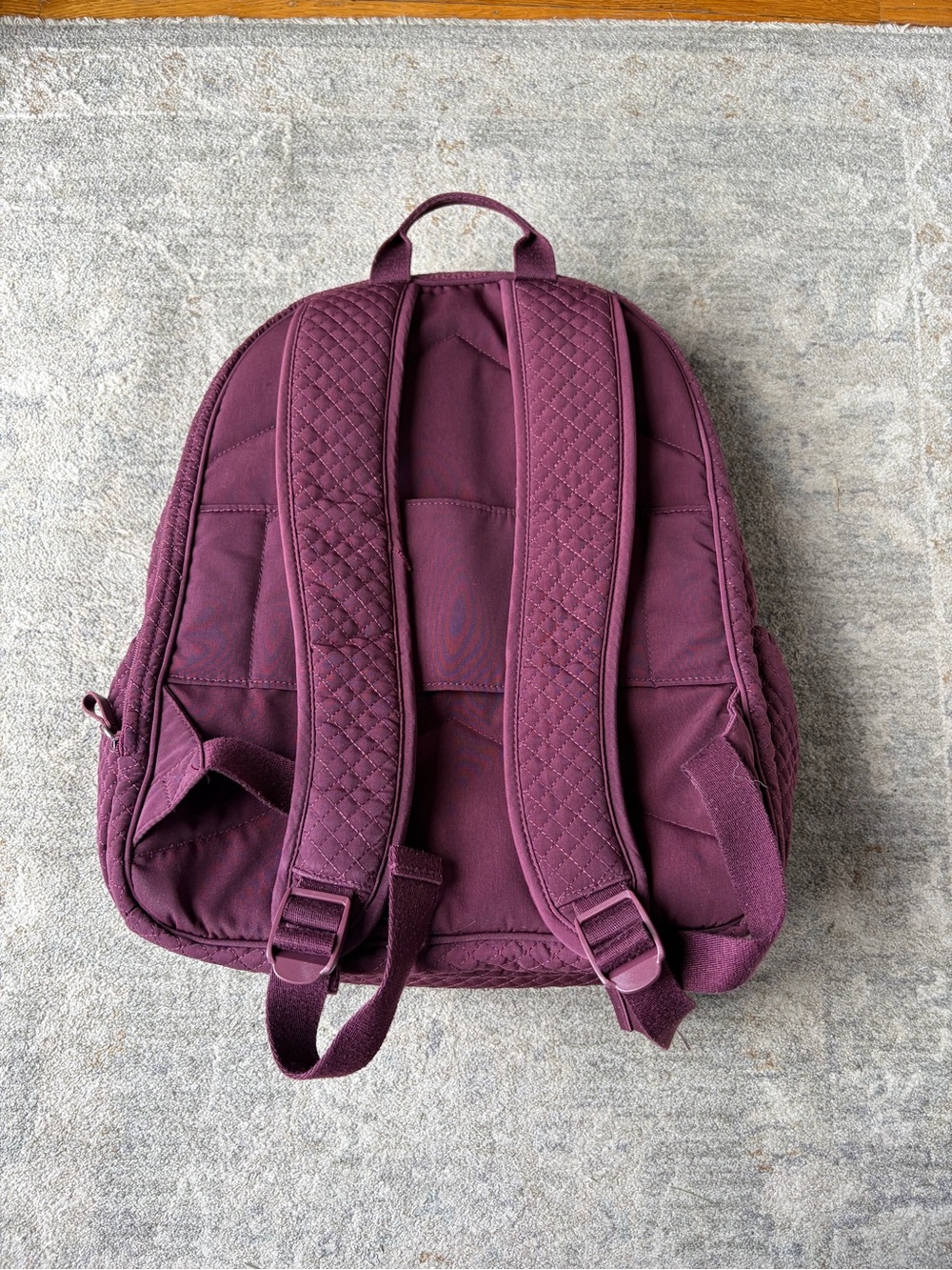 Vera Bradley Campus Backpack Microfiber Quilted Mulled Berry contrasting Lining - Picture 4 of 11
